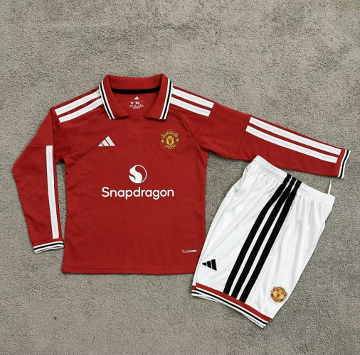 26-27 Man United Home Kids Soccer Jerseys and shorts