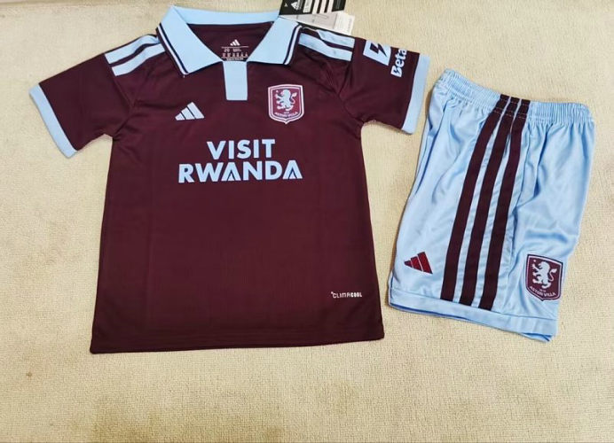 26-27 Aston Villa Home Kids Soccer Jerseys and shorts
