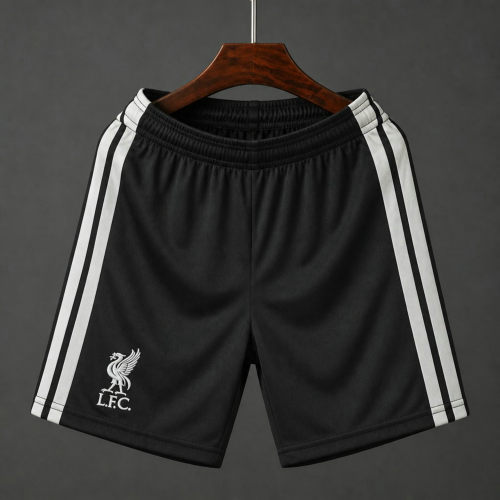 26-27 Liverpool FC Black with Silver Stripes Away Shorts